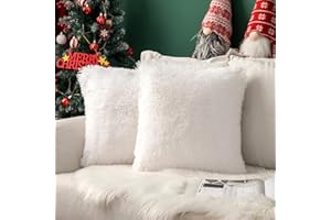 MIULEE Natale Confezione da 2 Federe Cuscino Peloso in Felpa per Cuscini Decorativi Decorative Moderno Elegante Morbido Quadrato Fodere Copricuscini Arredi per Casa Divano Letto 40x40 cm Bianca
