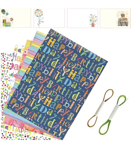 Set 6 Rotoli Carta Da Regalo + Nastri - 300x43cm Per Compleanni E Feste - Foto 5