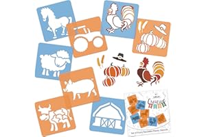 NAKLEO Plantillas para Dibujar para Niños, Set de 8 Stencil 15x15cm Animales de Granja, Modelos Creativo Plástico y Reutilizable para Pintar, DIY Decoración Artesanía, Papel Pared Madera Tejido