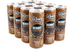 THE SKINNY FOOD CO Skinny Food Co Skinny Coffee Vanilla Latte - 12 x 250ml Cans - Low Sugar, Low Fat - 26 Calories per Can - Ready-to-Drink - Great for a Healthy Energy Boost