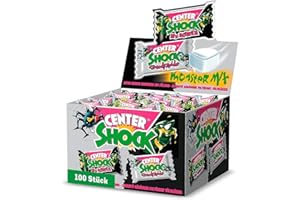 ‎CENTER SHOCK Center Shock Monster Mix, Box mit 100 Kaugummis, extra-sauer mit Cola- & Blutorangen-Geschmack, geeignet für Geburtstag, Pinata, Weihnachten & Halloween, 400g