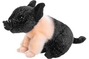 Uni-Toys - Cerdito de Pesca de Color Rosa y Negro – 20 cm (Longitud) – Cerdo, Animal de Granja – Peluche de Peluche