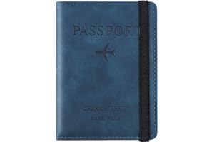 Sciphylia Funda Pasaporte Portadocumentos Viaje Porta Pasaporte Duraderas con Bloqueo RFID Cuero de PU Porta Documentos para Viaje Accesorios para Hombre Mujer (Azul)