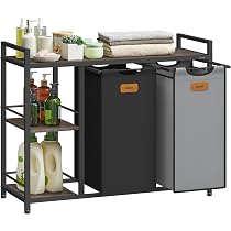 Panier à Linge VASAGLE 100L Avec Roulettes - 3 Compartiments, Étiquettes Et Poches - Mobile Et Robuste