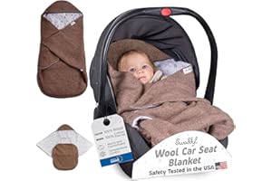 ‎SWADDYL Swaddyl WOLLWALK Einschlagdecke Babyschale - Baby Fußsack - Maxi-Cosi Decke - Einschlagdecken für Kinderwagen - Neugeborene bis 11 Monaten aus 100% Wolle (Erde)