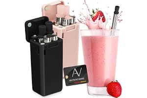 AVANA Återanvändbara sugrör i rostfritt stål, uppsättning om 2, vikbara silikonsugrör BPA-fria, miljövänliga, hopfällbara med rengöringsborste och magnetisk låda (svart och