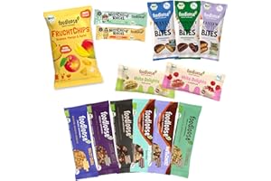 ‎FOODLOOSE foodloose Kennenlernpaket | Vegane Süßigkeitenbox mit 14 verschiedenen Bio-Snacks | Leckerer Mix aus Nussriegeln, Nut Butter Bites, White Delights, Fruchtchips und Creme-Riegeln