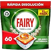 Fairy Original Todo En Uno Naranja Cápsulas De Lavavajillas, 60 Cápsulas, Efectivas Incluso En La Grasa Reseca