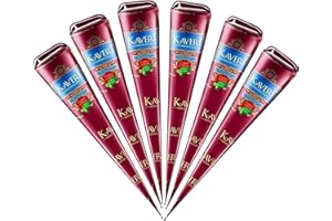 Kaveri Cono Naturale 6 x 25g - Senza PPD & Sostanze Chimiche Lunga Durata | Dermatologicamente Testato Per Decorazioni Creative Facile da Applicare mit Kajal (Rosso marrone)