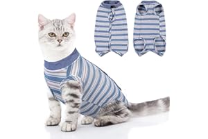 ASENKU Body Gatto Post Operatorio Tuta Recupero per Gatti Femminili, Post-chirurgia o Malattie della Pelle,Tutina Post Operatoria Gatto,Vestiti per Gatti per Impedire Leccare Ferita, Blu, XS