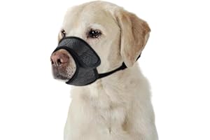 DOINEUFL Dog Muzzle, Lightweight & Breathable Mesh Muzzle for Small and Medium Dogs, Adjustable Buckle Strap Dog Muzzles to Prevent Biting, Barking and Chewing (Black, M)