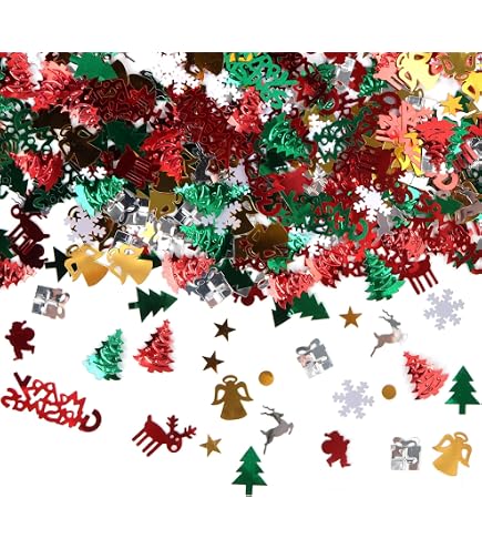 Coriandoli Di Natale 30g - Decorazione Tavolo Con Paillettes A Tema: Fiocchi Di Neve, Babbo Natale, Renne - Perfetti Per Feste