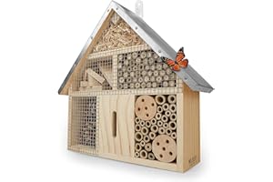 Wildlife Friend I Hotel A Insectes avec Toit Métallique - Bois Non Traité, Maison pour Abeilles, Papillons - Hôtels à Insectes avec Aide à La Nidification - Hotel Insecte Extérieur.