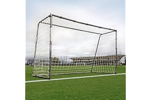 QUICKPLAY GS Football Goals - Super Durable Galvanized Steel Football Goal [5 Sizes] Regulation Sizes, Deep Net, Moveable & Weather Resistant [Single Goal]