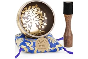 Hihealer Tibetanische Klangschalen-Set 100% Handgefertigt in Nepal, Große Klangschale mit Anleitung, Schlegel, Kissen, Geschenkbox; Meditation, Yoga, Chakra-Heilung, Weihnachtsgeschenke für Frauen