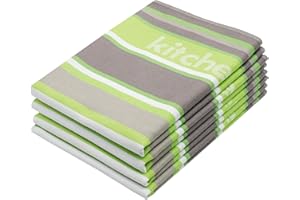 ZOLLNER 4er Set Geschirrtücher Baumwolle in 50x70 cm - saugstarke und langlebige Küchentücher - waschbar bis 60°C – in grün gestreift - Gastronomiequalität - Oeko Tex® Zertifiziert