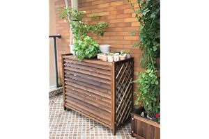 HRXQ Copricondizionatori Esterni in Legno Massiccio, Copertura Condizionatore Esterno Impermeabile E Resistente Ai Raggi Solari, Ideale per Decorazione di Terrazze, Balconi E Patio(M-95x40x89cm)
