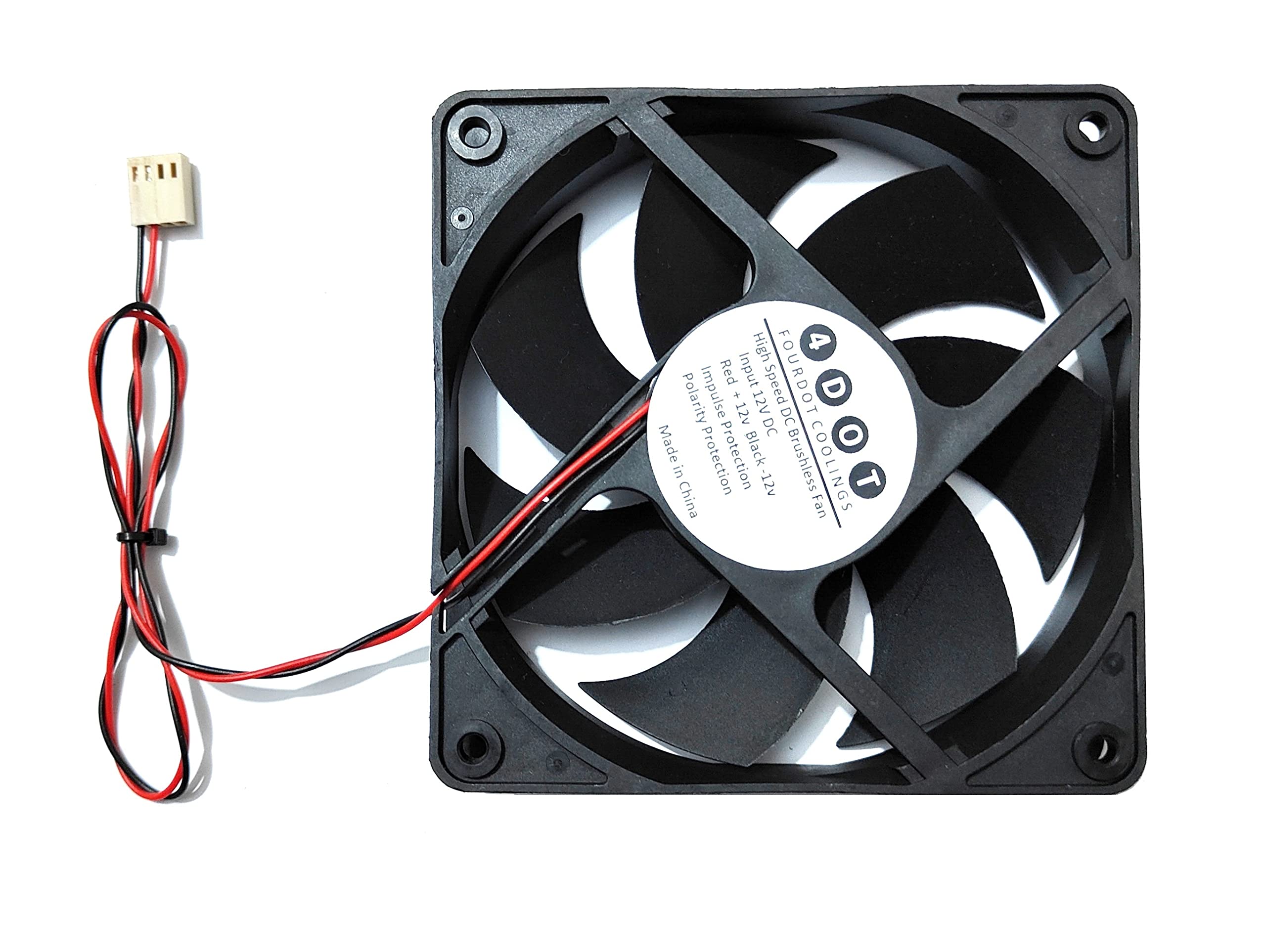 4 DOT FOURDOT COOLINGS 120mm 5Inch Axial Cabinet Cooling Fan 12V Model-12025 (3000RPM Fan with Motherboard Connector)