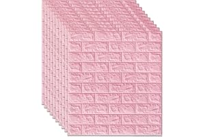 URCheers 10 paneles de pared 3D autoadhesivos, imitación de ladrillos, fondo de guardería, decoración de pared, papel pintado resistente a la humedad para baño, balcón, cocina, 77 x 70 cm (rosa)