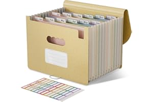 EcoStash Cartella Portadocumenti A4, 12 Tasche Porta Documenti in Paglia di Grano, Raccoglitore Documenti Espandibile per Ufficio Casa, Senza BPA, Ritorno alla Natura, Vita Sana - Giallo Grano