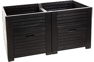 2friends Lit surélevé XL avec Deux Compartiments de Rangement, 150 x 76 x 78 cm, env. 400 litres, en Plastique Robuste Aspect Bois, Couleur Anthracite