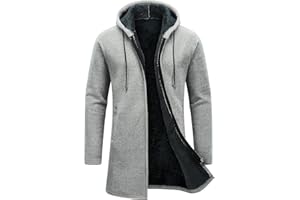 KUDORO Cardigan Homme Long à Capuche Zippé Pull Veste en Maille Homme Hoodie Épais et Décontractée Chandail Homme Sweats à Capuche Homme