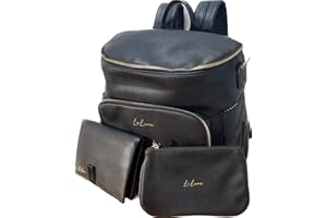 LELUNA BOUTIQUE LeLuna Nappy Bag, Changing Bags, Nappy Changing Baby Bags Unisex Maternity Diaper Bag with Stroller Hanger|Thermal Pockets|Adjustable Shoulder Straps|Water Proof|LargeCapacity