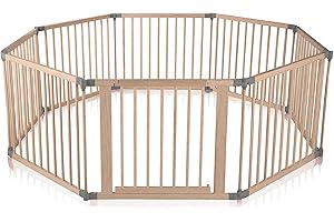 Baby Vivo Parc Bébé Barrière Sécurité Pliable Enfant Protection Porte en Bois - réglable individuellement- 8 Éléments PREMIUM