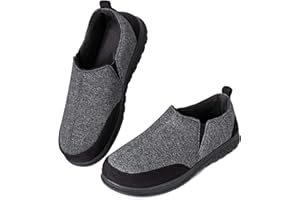 LongBay Men’s Jersey Memory Foam Slippers Breathable Comfy House Shoes with Non-Slip Indoor Outdoor Rubber Sole