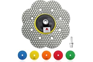 SHDIATOOL Almohadillas de pulido de diamante seco – 8 unidades de 100 mm (3 unidades de grano 50 + 2 de grano 100 + 3 unidades de grano 200/400/800) Juego de pulido y soporte de plástico M14 para