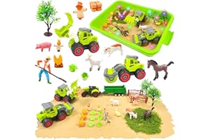 PQKL-party Sabbia Cinetica Bambini, FattoriaAnimali Bambini, 1 KG Sabbia Magica, Trattore Giocattolo, Sabbiera Giocattolo per Ragazzi e Ragazze Oltre i 3 Anni