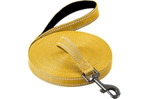 COMSLE longe pour chien 3m / 5m /10m /15m /20m, Longue Laisse Réfléchissante pour Chien avec Poignée Rembourrée, Laisses de Dressage pour Chiens avec Crochet Solide de Petites à Grandes Taille