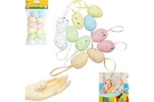 SRV HUB 12PCs Easter Egg Decorations, Easter Hanging Eggs Colorful Crafts Easter Egg Easter Tree Decorations, Easter Eggs Decorations for Home Decor Colorful Easter Gifts for Children Size-10.9cm