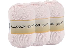 ETREXONLINE Gomitolo Filato 220 Metri di 100% Cotone Perfetto per Maglia e Uncinetto – Colore rosa baby 100 gr x 3 Pezzi