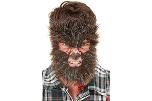 Smiffys Make-Up FX, Werewolf Face Fur, Brown on Elastic, Halloween Fancy Dress Accessory, Werewolf Dress Up Cosmetics & Disguises.