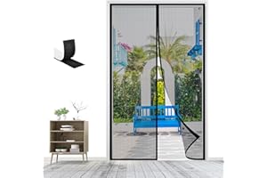 LRHRHR Moustiquaire Porte Magnétique, Rideau en Maille Fermeture Automatique, Moustiquaire de Porte Rideau Couloirs Patio Sans Perçage-Black-B|| 90x205cm(35x80inch)