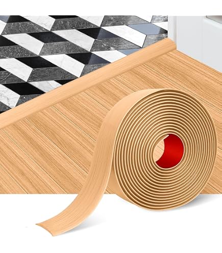 Self-Adhesive PVC Floor Transition Strip – 4cm Wide T-Shaped Divider, Wood Grain Design, For Laminate/Vinyl/Wood Floor Gaps (Natural Color, 90cm/3Ft)