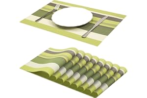 JJ JUJIN Jujin Set di 8 tovagliette in PVC Antiscivolo, Lavabili, Resistenti al Calore, per Tavolo da Pranzo Verde