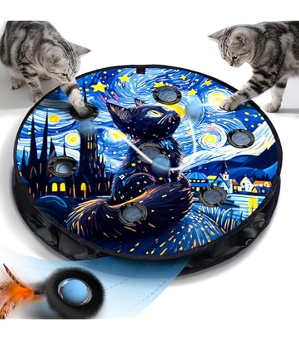 GoldenSun 3-in-1 Kattenspeelgoed, Interactief Elektrisch Automatisch Speelgoed voor Katten, Whack-A-Mole, Fluttering Butterfly, Inclusief Bal, USB-oplaadbaar, Kattenteaser met 6 Opzetstukken GoldenSun 3-in-1 Kattenspeelgoed, Interactief Elektrisch Automatisch Speelgoed voor Katten, Whack-A-Mole, Fluttering Butterfly, Inclusief Bal, USB-oplaadbaar, Kattenteaser met 6 Opzetstukken