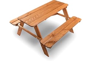 ADGO - Table-banc de pique-nique pour enfants - En bois - Imprégnée - 90 x 90 x 49 cm - Pour extérieur, jardin