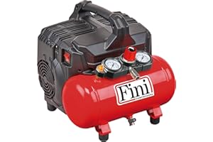 Fini Siltek S/6 Compressore Silenzioso 2 Manometri (59 Db), 6L, 1.0 Hp, 8 Bar, 750 W, 230 V, Rosso, ‎37 x 37 x 37.5 cm 16.54 Kg