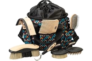 Weaver Leather Kit de toilettage pour cheval, 7 pièces avec sac fourre-tout, soins équins, équipement de salle de bain, fournitures de toilettage pour chevaux
