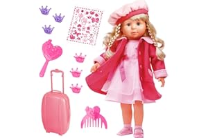 Bayer Design 94635AA Funktionspuppe Charlene Interactive mit Haaren und Schlafaugen, spricht und singt 90 Sätze, 2 Gedichte und 8 Lieder, 46cm, Pink