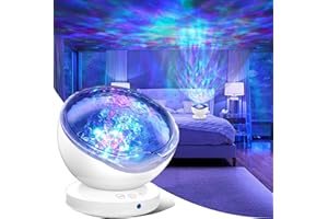 Togaga Projecteur Ciel Etoile, Océan Lampe Projecteur LED 8 Dynamique Projecteur Modes Galaxie avec Bluetooth Lecteur de Musique Télécommande Minuterie Réglable Veilleuse pour Bébé Enfant (Blanc)
