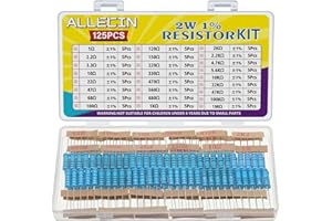 ALLECIN 2W Metal Film Resistor Kit From 1 Ohm to 1M Ohm 25 Values 2 Watt 1% Resistors Assortment