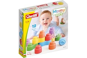 Quercetti Momy Soft, Costruzioni Morbide 12 pezzi, Giochi Bambini 6 Mesi e 3 Anni, Gioco Educativo 6-36 mesi, Regalo Bimbo 1 anno, Giocattoli Bambino 2 anni, Made in Italy