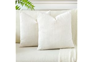 JOTOM 2 Piezas Fundas de Cojín de Pana a Rayas 55x55 cm Boho Funda de Almohada Lumbar Decorativo para Hogar Sofá Cama Dormitorio