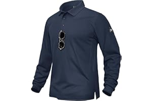 TACVASEN Poids léger Séchage Rapide Manche Longue Chemise Polo Respirant Top T Shirt Homme