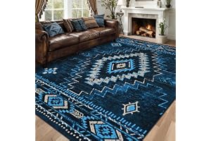 Alishomtll matta löpare, vintage geometrisk matta blå 160 x 230 cm
