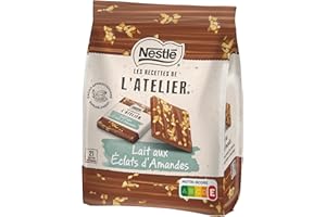 LES RECETTES DE L’ATELIER Nestlé Les Recettes de L'Atelier - Carrés Dégustation Chocolat Lait Éclats d'Amandes - sachet de 200g